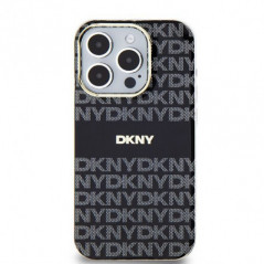 Apple iPhone 15 Pro Case DKNY Repeat Texture Pattern Stripe MagSAFE  Black 