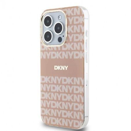 Apple iPhone 13 Pro Case DKNY Repeat Texture Pattern Stripe MagSAFE  Pink