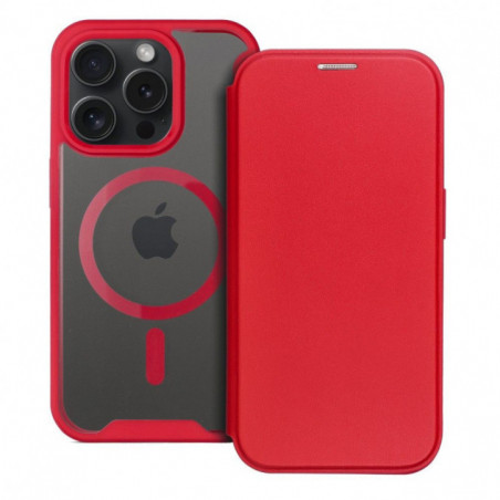 Apple iPhone 16 Pro Max Wallet Cases Smart Mag Book Elegant  MagSAFE  Red