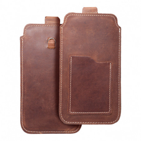 XIAOMI Redmi Note 10 Pro Max Univerzálne puzdro, Belt Holster ROYAL - Leather universal flap pocket Brown