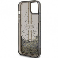 Apple iPhone 15 Case Guess Liquid Glitter Gold Stripes Black 