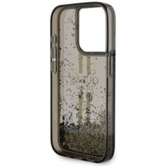 Apple iPhone 15 Pro Case Guess Liquid Glitter Gold Stripes Black 