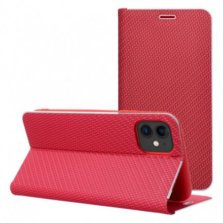 Apple iPhone 11 Wallet Cases LUNA Book Carbon Carbon Fibre, Elegant  Red 