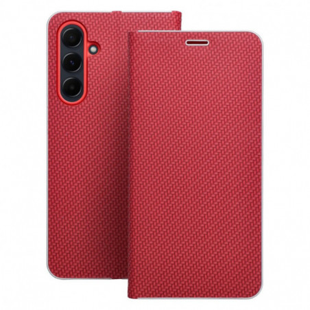 Samsung Galaxy A35 Wallet Cases LUNA Book Carbon Carbon Fibre, Elegant  Red 