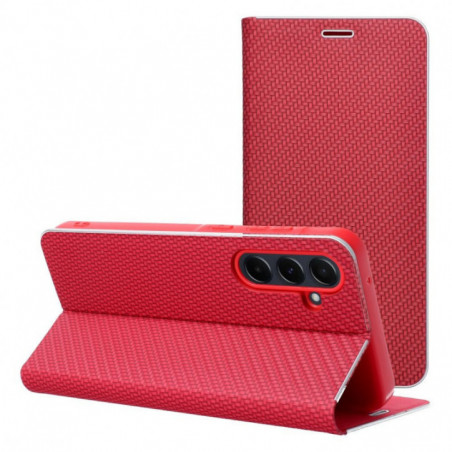 Samsung Galaxy A55 Wallet Cases LUNA Book Carbon Carbon Fibre, Elegant  Red