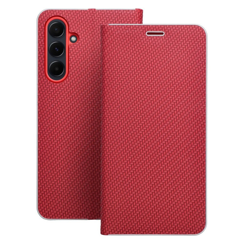 XIAOMI Redmi Note 13 5G Wallet Cases LUNA Book Carbon Carbon Fibre, Elegant  Red 