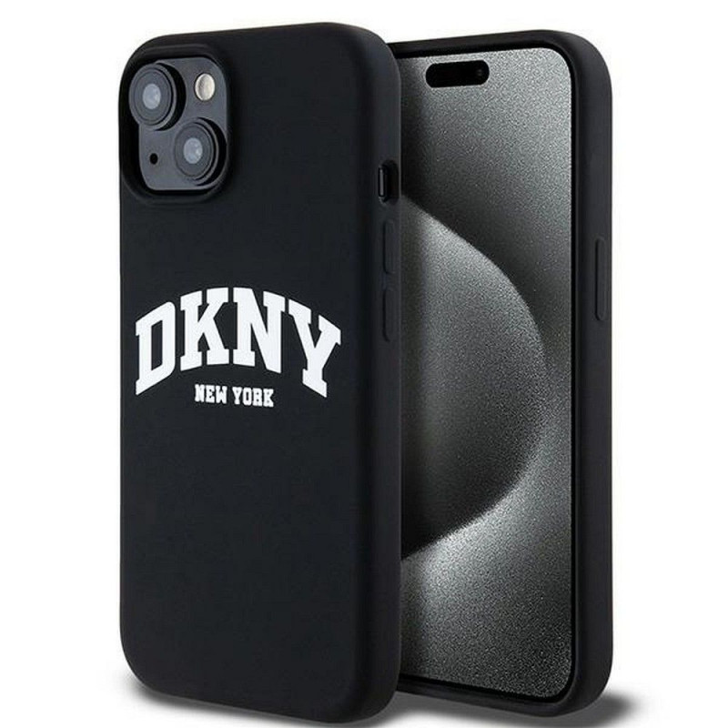 Apple iPhone 14 Case DKNY Silicone White Arch Logo MagSAFE  Black 