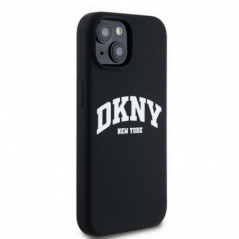 Apple iPhone 15 Case DKNY Silicone White Arch Logo MagSAFE  Black 