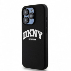 Apple iPhone 15 Plus Case DKNY Silicone White Arch Logo MagSAFE  Black