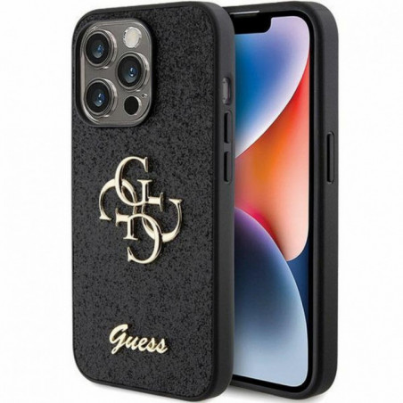 Apple iPhone 15 Pro Case Guess Fixed Glitter Big 4G Black