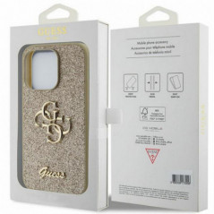 Apple iPhone 15 Pro Max Case Guess Fixed Glitter Big 4G Gold 