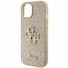 Apple iPhone 15 Case Guess Fixed Glitter Big 4G Gold 