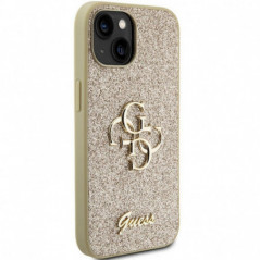 Apple iPhone 15 Case Guess Fixed Glitter Big 4G Gold 