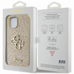 Apple iPhone 15 Case Guess Fixed Glitter Big 4G Gold 