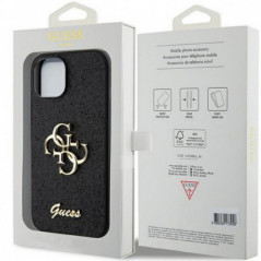 Apple iPhone 15 Case Guess Fixed Glitter Big 4G Black 