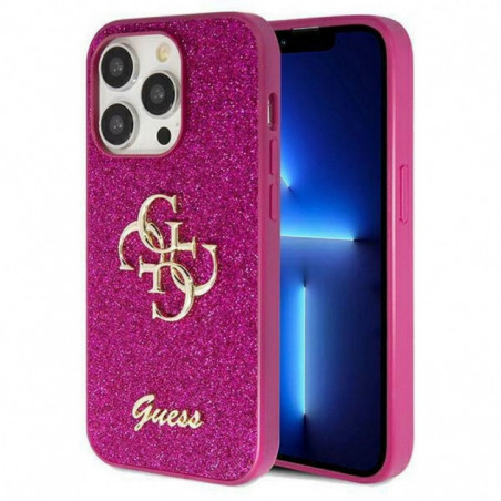 Apple iPhone 15 Pro Case Guess Fixed Glitter Big 4G Purple