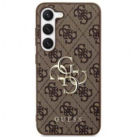 Samsung Galaxy S24 ULTRA Case Guess Leather 4G Metal Logo Brown 