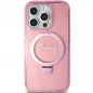 Apple iPhone 15 Pro Max Case Guess Glitter Script Logo - Ring stand MagSAFE  Pink 