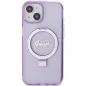 Apple iPhone 15 Case Guess Glitter Script Logo - Ring stand MagSAFE  Purple 