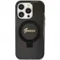 Apple iPhone 15 Pro Case Guess Glitter Script Logo - Ring stand MagSAFE  Black 