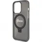 Apple iPhone 15 Pro Case Guess Glitter Script Logo - Ring stand MagSAFE  Black 