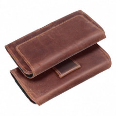 Apple iPhone 12 Univerzálne puzdro, Horizontal holsters, Belt Holster ROYAL Crazy Horse Brown 