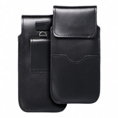 Apple iPhone 7 Univerzálne puzdro, Belt Holster ROYAL - Leather universal flap pocket Black