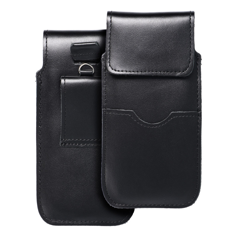 Apple iPhone 7 Univerzálne puzdro, Belt Holster ROYAL - Leather universal flap pocket Black 