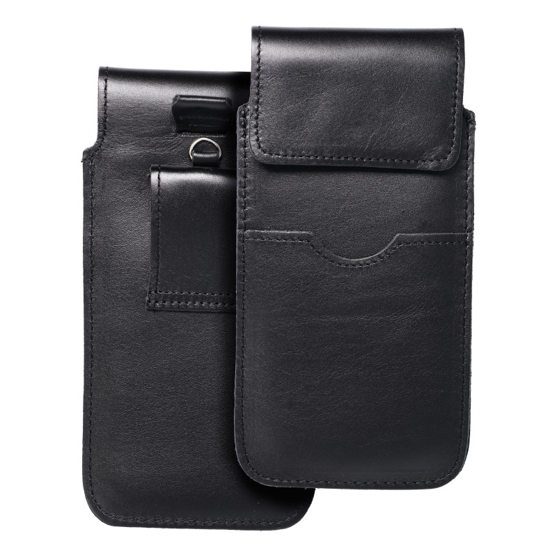 Samsung Galaxy A52 LTE Univerzálne puzdro, Belt Holster ROYAL - Leather universal flap pocket Black 