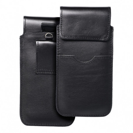 Samsung Galaxy A52 LTE Univerzálne puzdro, Belt Holster ROYAL - Leather universal flap pocket Black