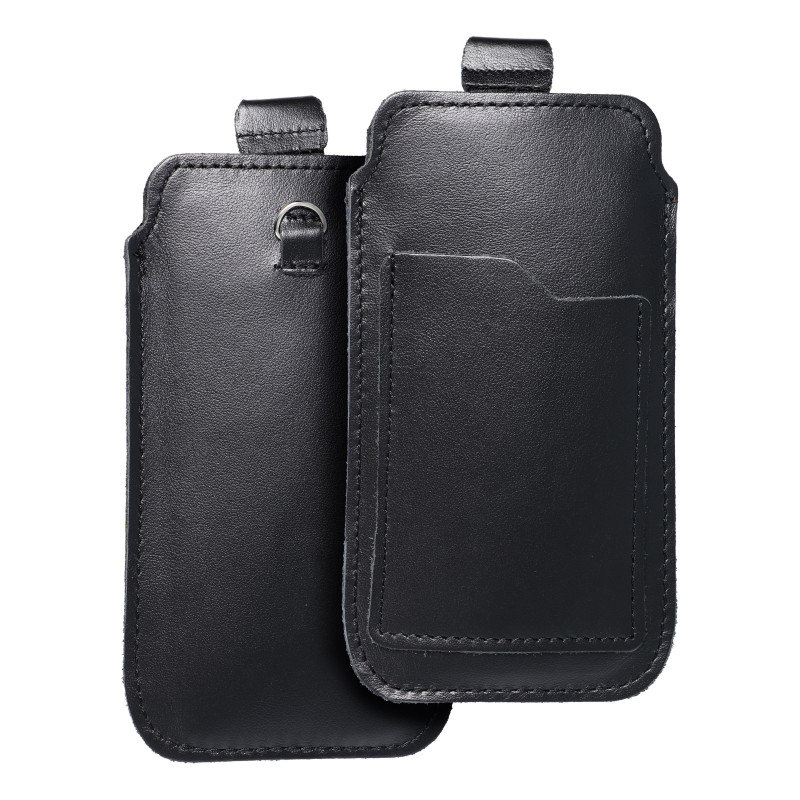 Apple iPhone 7 Univerzálne puzdro, Belt Holster ROYAL - Leather universal flap pocket Black 