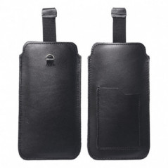 Apple iPhone 12 Univerzálne puzdro, Belt Holster ROYAL - Leather universal flap pocket Black