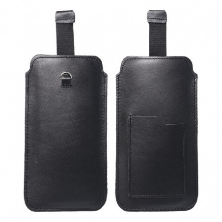 Apple iPhone 12 Univerzálne puzdro, Belt Holster ROYAL - Leather universal flap pocket Black 