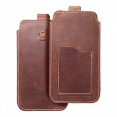 Samsung Galaxy A12 Univerzálne puzdro, Belt Holster ROYAL - Leather universal flap pocket Brown