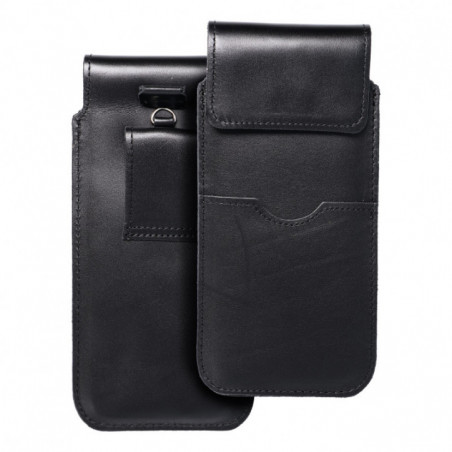 Samsung Galaxy S21 Ultra 5G Univerzálne puzdro, Belt Holster ROYAL - Leather universal flap pocket Black