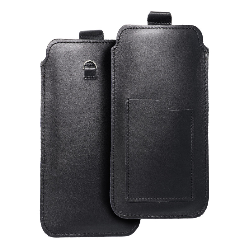 Samsung Galaxy S21 Ultra 5G Univerzálne puzdro, Belt Holster ROYAL - Leather universal flap pocket Black 