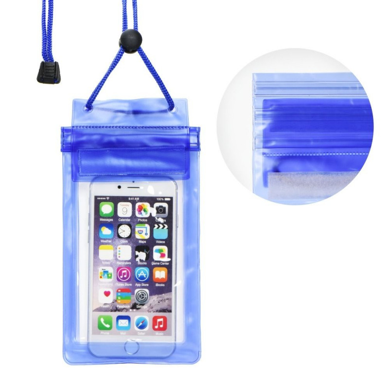 Waterproof Phone Bag with Zipper – Blue