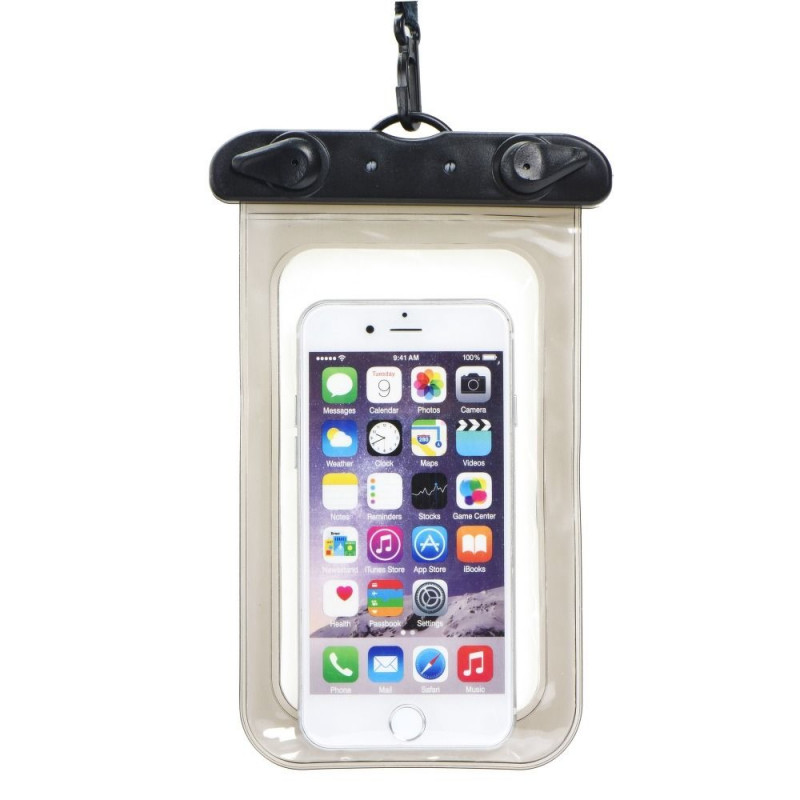 Waterproof Phone Bag with Plastic Closure – Black