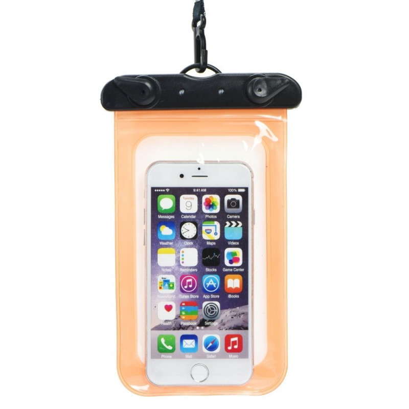 Waterproof Phone Bag with Plastic Closure – Orange