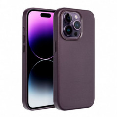 Apple iPhone 16 Pro Case Leather Mag Cover Elegant  MagSAFE  Dark violet 