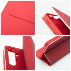 Samsung Galaxy A52 5G Wallet Cases LUNA Book Carbon Carbon Fibre, Elegant  Red 