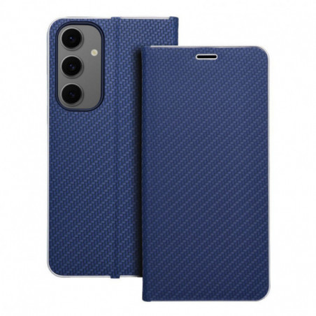 Samsung Galaxy S24 FE Wallet Cases LUNA Book Carbon Carbon Fibre, Elegant Blue