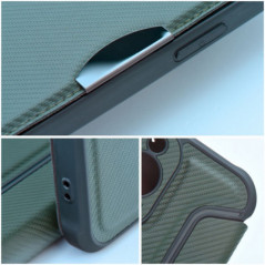 Samsung Galaxy S24 FE Wallet Cases Razor Book Carbon Fibre, Carbon pattern  Dark green