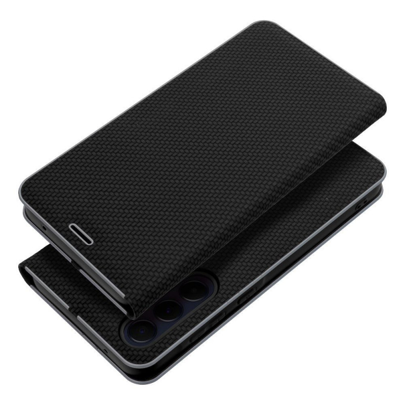 Samsung Galaxy A16 Wallet Cases LUNA Book Carbon Carbon Fibre, Elegant  Black
