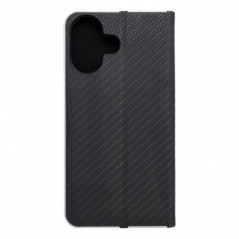 Apple iPhone 16 Wallet Cases LUNA Book Carbon Carbon Fibre, Elegant  Black