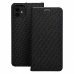 Apple iPhone 16 Plus Wallet Cases LUNA Book Carbon Carbon Fibre, Elegant  Black