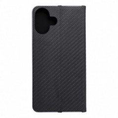 Apple iPhone 16 Plus Wallet Cases LUNA Book Carbon Carbon Fibre, Elegant  Black