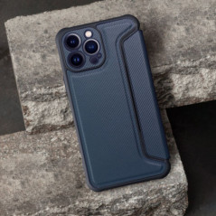 Apple iPhone 16 Wallet Cases Razor Book Carbon Fibre, Carbon pattern  Blue