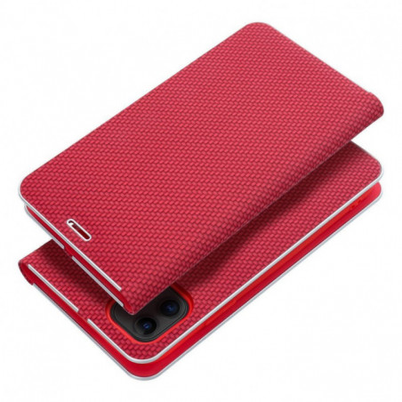 Apple iPhone 16 Wallet Cases LUNA Book Carbon Carbon Fibre, Elegant  Red