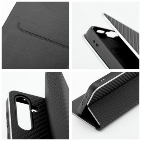 Samsung Galaxy A36 Wallet Cases LUNA Book Carbon Carbon Fibre, Elegant  Black